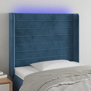 VidaXL Hoofdbord LED 83x16x118/128 cm fluweel donkerblauw