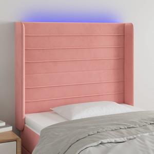 VidaXL Hoofdbord LED 83x16x118/128 cm fluweel roze