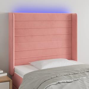 VidaXL Hoofdbord LED 93x16x118/128 cm fluweel roze