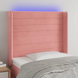 VidaXL Hoofdbord LED 103x16x118/128 cm fluweel roze