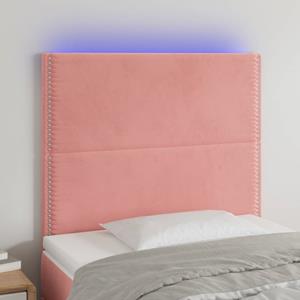 VidaXL Hoofdbord LED 100x5x118/128 cm fluweel roze