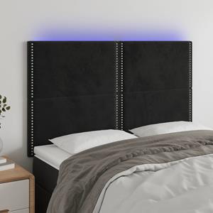 VidaXL Hoofdbord LED 144x5x118/128 cm fluweel zwart