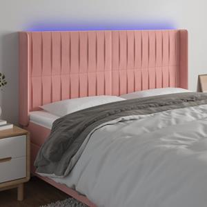 VidaXL Hoofdbord LED 183x16x118/128 cm fluweel roze