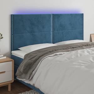 VidaXL Hoofdbord LED 200x5x118/128 cm fluweel donkerblauw