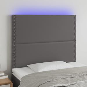 VidaXL Hoofdbord LED 90x5x118/128 cm kunstleer grijs