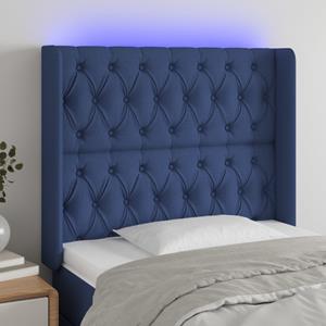 VidaXL Hoofdbord LED 103x16x118/128 cm stof blauw