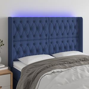 VidaXL Hoofdbord LED 163x16x118/128 cm stof blauw