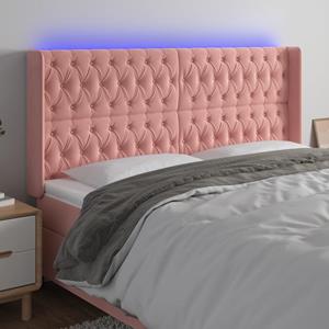 VidaXL Hoofdbord LED 183x16x118/128 cm fluweel roze