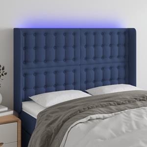 VidaXL Hoofdbord LED 147x16x118/128 cm stof blauw