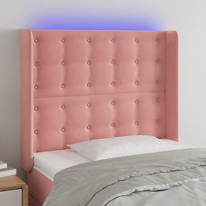 VidaXL Hoofdbord LED 93x16x118/128 cm fluweel roze