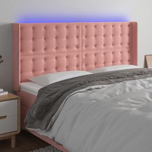 VidaXL Hoofdbord LED 163x16x118/128 cm fluweel roze