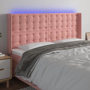 VidaXL Hoofdbord LED 203x16x118/128 cm fluweel roze