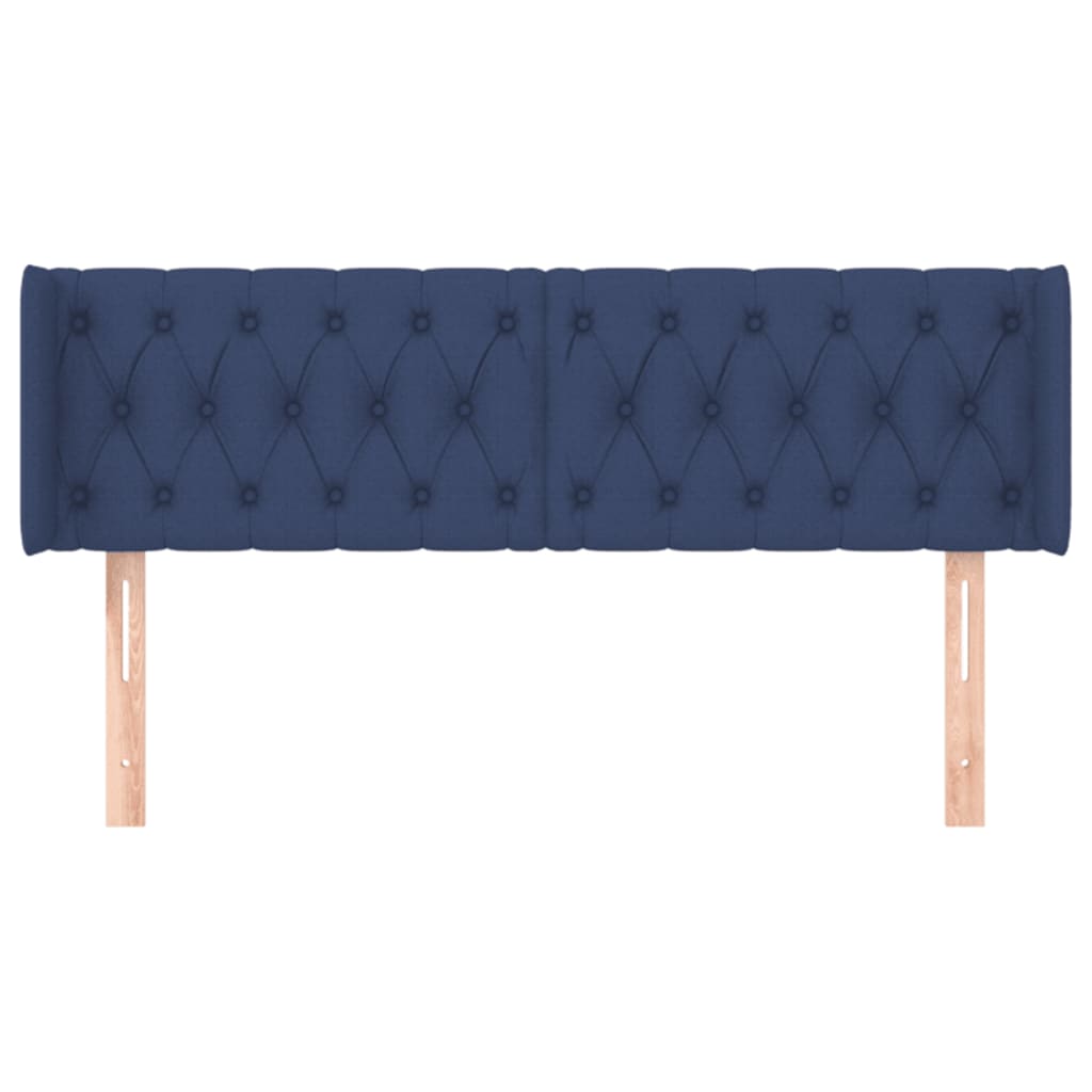 vidaXL Hoofdbord met randen 147x16x78/88 cm stof blauw