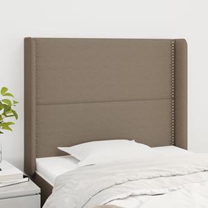 VidaXL Hoofdbord met randen 83x16x118/128 cm stof taupe