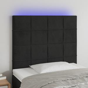 VidaXL Hoofdbord LED 100x5x118/128 cm fluweel zwart