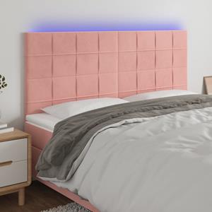 VidaXL Hoofdbord LED 160x5x118/128 cm fluweel roze