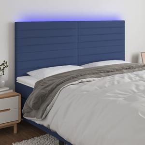 VidaXL Hoofdbord LED 200x5x118/128 cm stof blauw