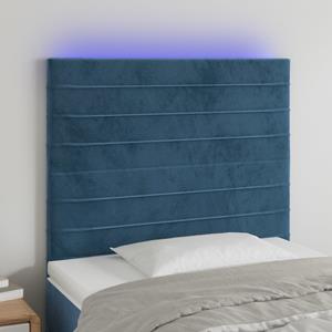 VidaXL Hoofdbord LED 80x5x118/128 cm fluweel donkerblauw