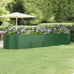 VidaXL Plantenbak 396x100x68 cm gepoedercoat staal groen