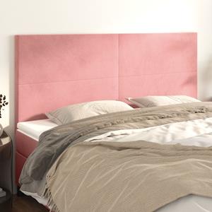 VidaXL Hoofdborden 4 st 90x5x78/88 cm fluweel roze