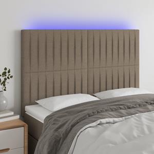 VidaXL Hoofdbord LED 144x5x118/128 cm stof taupe