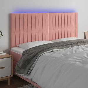 VidaXL Hoofdbord LED 160x5x118/128 cm fluweel roze