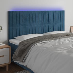 VidaXL Hoofdbord LED 180x5x118/128 cm fluweel donkerblauw