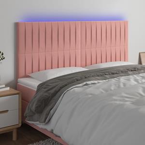 VidaXL Hoofdbord LED 180x5x118/128 cm fluweel roze