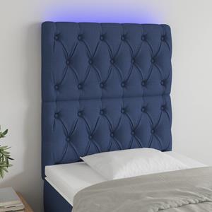 VidaXL Hoofdbord LED 80x7x118/128 cm stof blauw