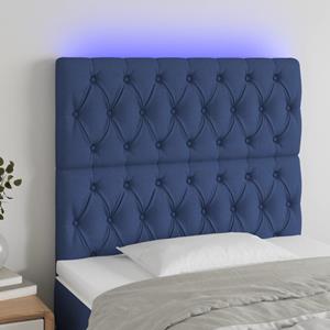 VidaXL Hoofdbord LED 100x7x118/128 cm stof blauw