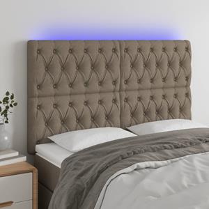 VidaXL Hoofdbord LED 144x7x118/128 cm stof taupe