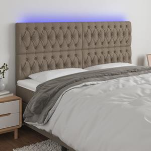 VidaXL Hoofdbord LED 200x7x118/128 cm stof taupe