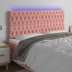 VidaXL Hoofdbord LED 180x7x118/128 cm fluweel roze