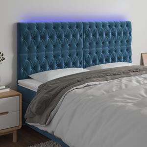 VidaXL Hoofdbord LED 200x7x118/128 cm fluweel donkerblauw