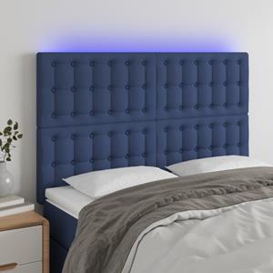 VidaXL Hoofdbord LED 144x5x118/128 cm stof blauw