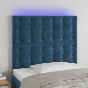 VidaXL Hoofdbord LED 90x5x118/128 cm fluweel donkerblauw