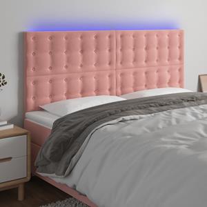 VidaXL Hoofdbord LED 160x5x118/128 cm fluweel roze