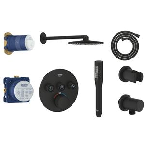 Grohe Smartcontrol Regendoucheset Inbouw - inbouwboxen - hoofddouche rond - staafhanddouche - mat phantom black (zwart) SW901521 SW656564 SW901435 SW108085 SW901508 SW901