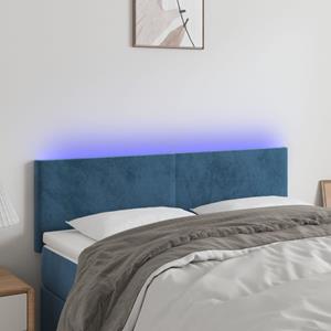 VidaXL Hoofdbord LED 144x5x78/88 cm fluweel donkerblauw