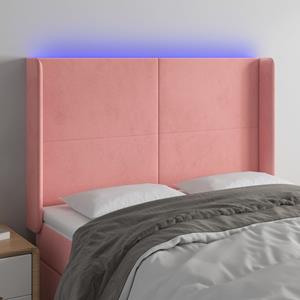 VidaXL Hoofdbord LED 147x16x118/128 cm fluweel roze