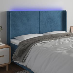 VidaXL Hoofdbord LED 183x16x118/128 cm fluweel donkerblauw