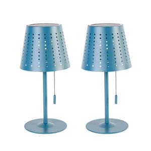 QAZQA Set van 2 tafellampen blauw incl. LED 3-staps dimbaar oplaadbaar en solar - Ferre