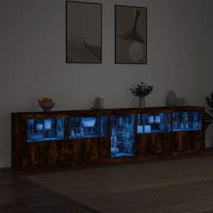 vidaXL Dressoir met LED-verlichting 283,5x37x67 cm gerookt eikenkleur