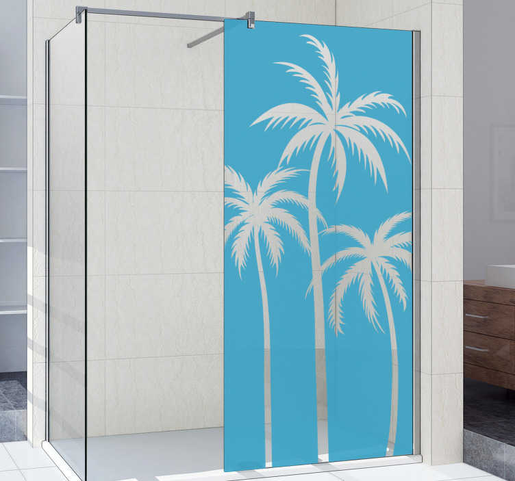 Tenstickers zelfklevende sticker met palm douchescherm