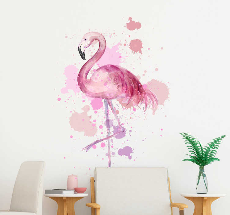 Tenstickers Vogel muursticker flamingo schildering