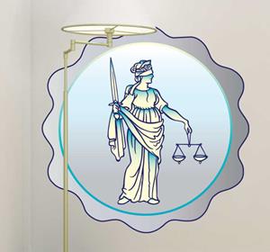 Tenstickers Sticker vrouwe justitia gerechtigheid