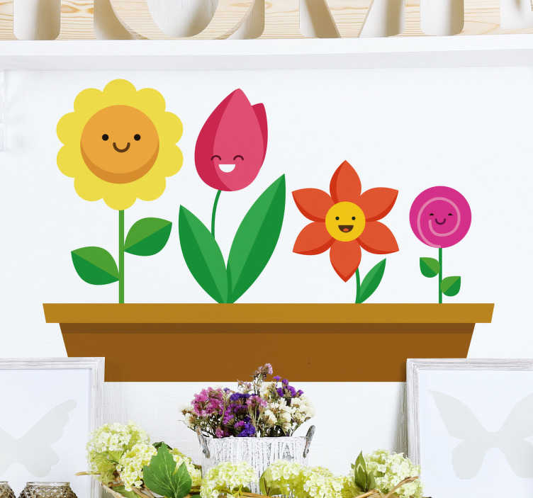 Tenstickers Sticker tekening familie bloemen