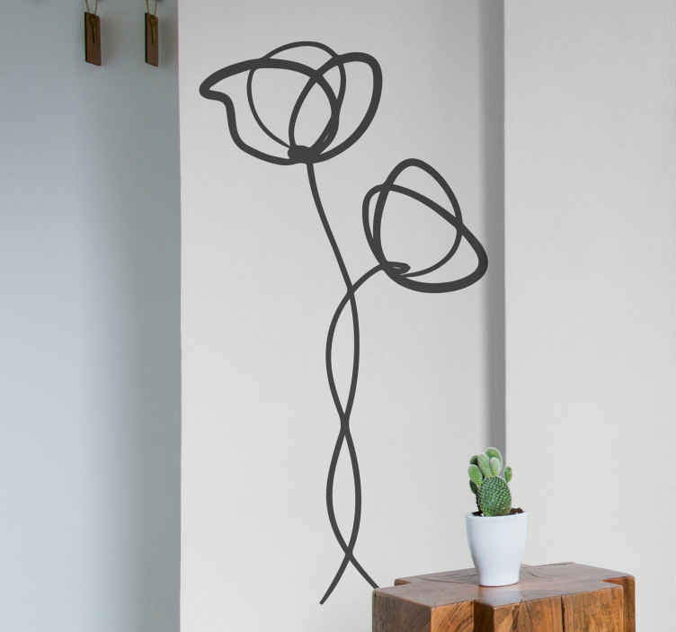 Tenstickers Bloemen muursticker minimalistische klaprozen