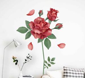 Tenstickers Bloemen muursticker roos rood