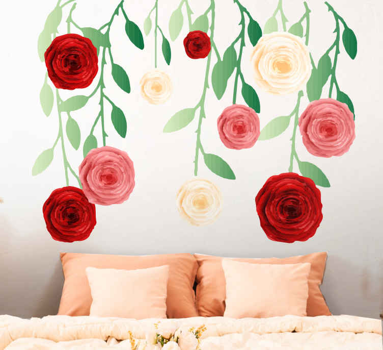 Tenstickers Bloemen stickers Hangende rozen